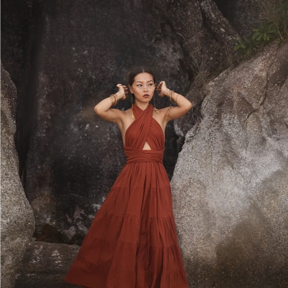 Amara Bohemian Maxi Dress Rust - Picture 3 of 6